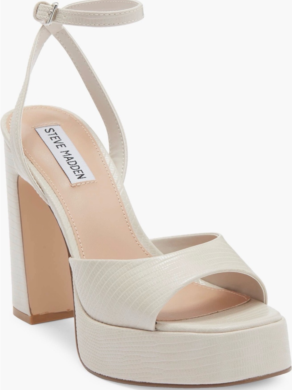 Steve Madden Cream Platform Ankle-Strap Sandal with Block Heel size 9